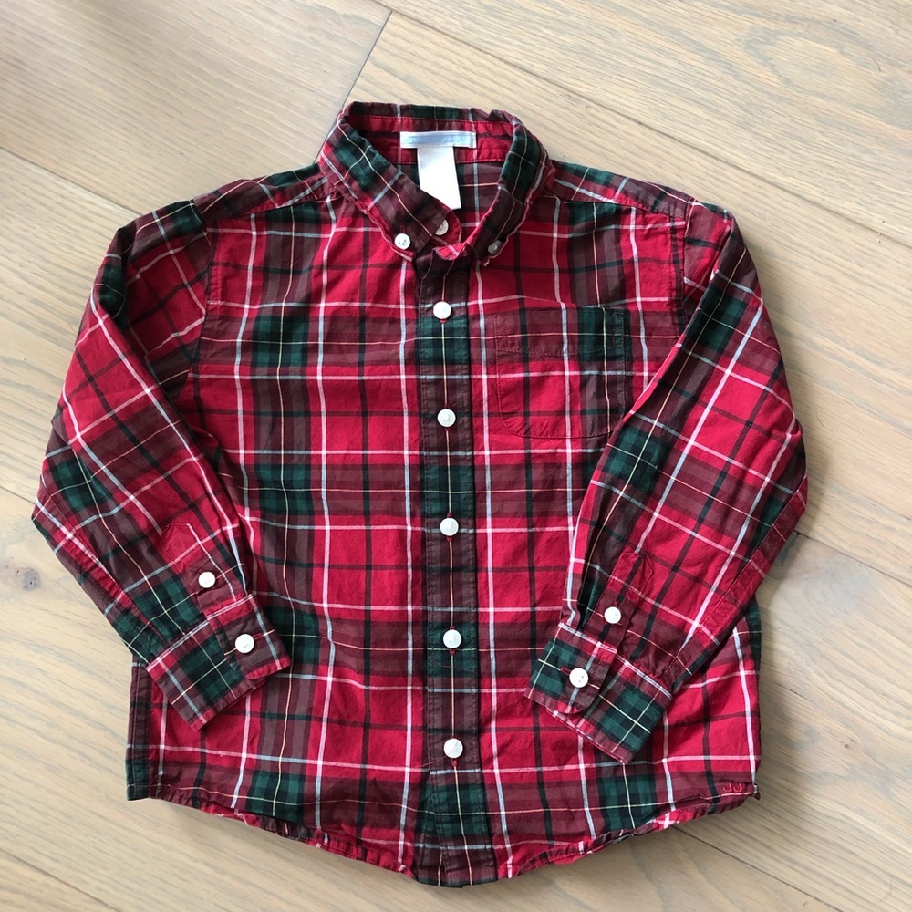 Janie & Jack holiday plaid button down